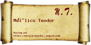 Málics Teodor névjegykártya